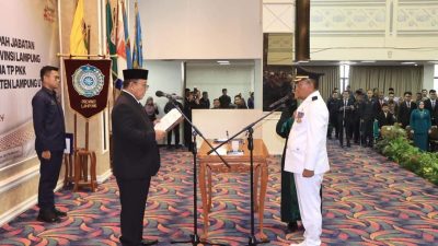 Gubernur Arinal Djunaidi Melantik dan Mengambil Sumpah Jabatan Aswarodi Sebagai Penjabat Bupati Lampung Utara