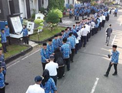 Pj. Bupati Lampung Utara, Drs. Aswarodi, M.Si., Pimpin Upacara Halal Bihalal dan Apel Gabungan.