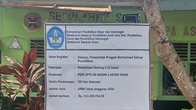 Dugaan Praktik Sunat Spek Proyek Revitalisasi SDN 5 Metro Timur Kian Parah